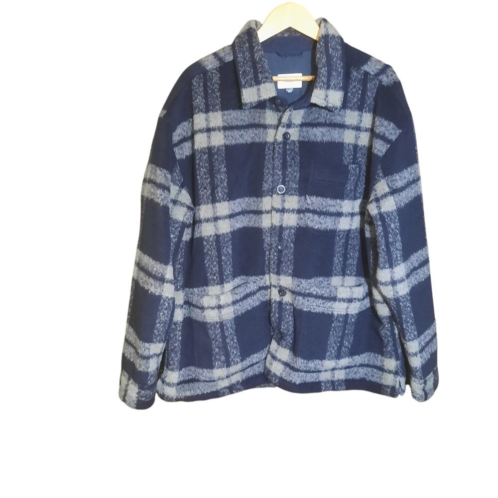 American Eagle Mens Blue Plaid Patch Pocket Shirt Jacket Size XL